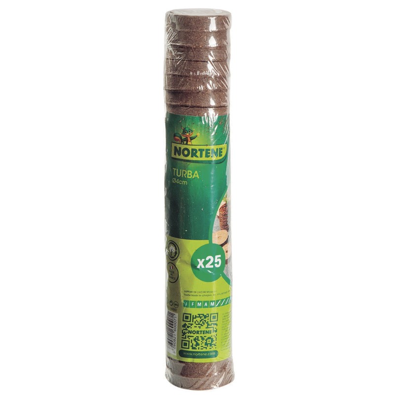 Pastilles de tourbe TURBA Nortene – 4 cm, naturelles, réhydratables, pour semis et boutures