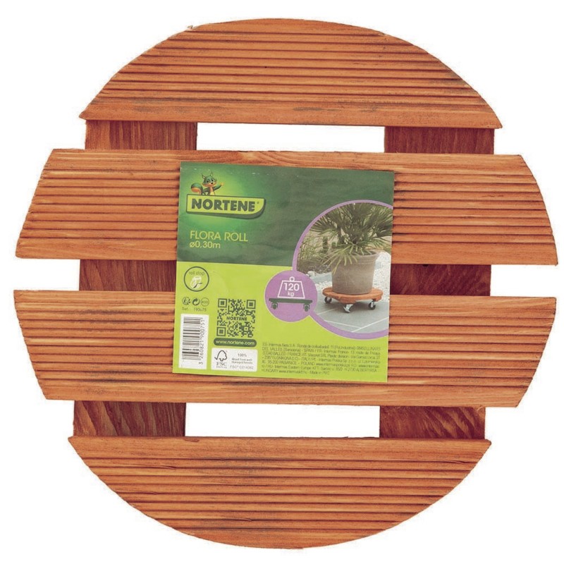 Support rond roulant en bois ø 0,30 m FLORA ROLL LASURE Nortene - Boutique en ligne Nortene