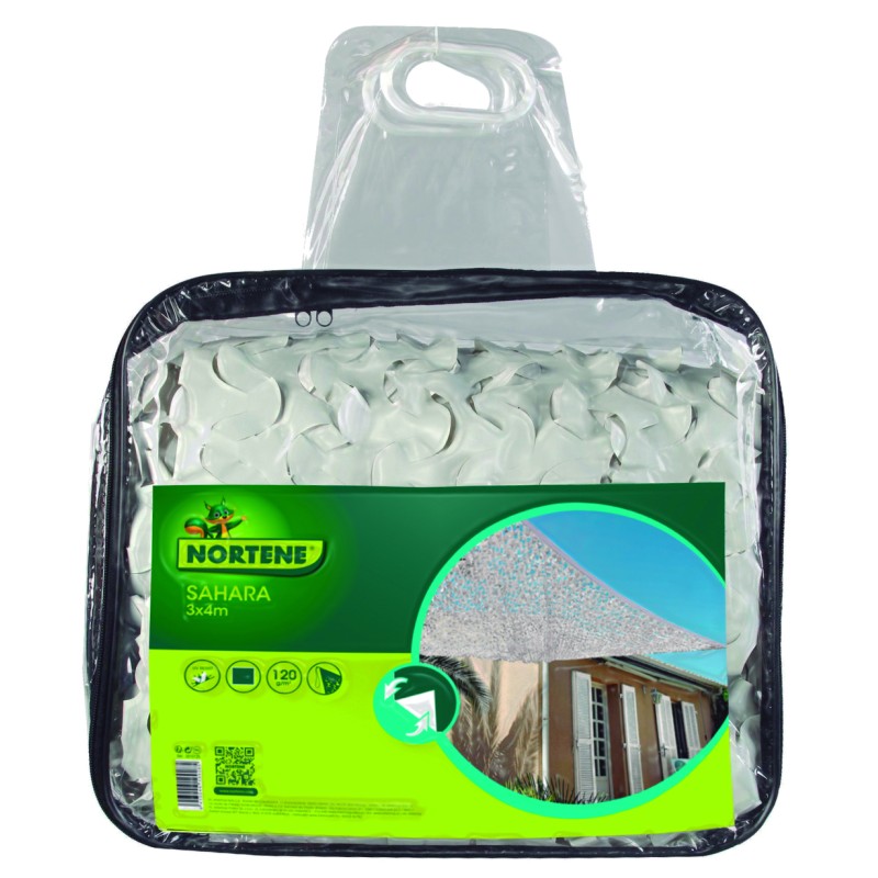 Filet d’ombrage bicolore réversible effet chill-out 2,4 x 3 m blanc-gris Nortene SAHARA - Boutique en ligne Nortene
