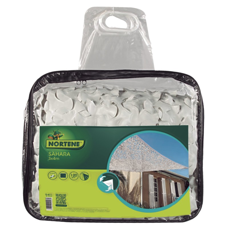 Filet d’ombrage bicolore réversible effet chill-out 3 x 4 m blanc-gris Nortene SAHARA - Boutique en ligne Nortene