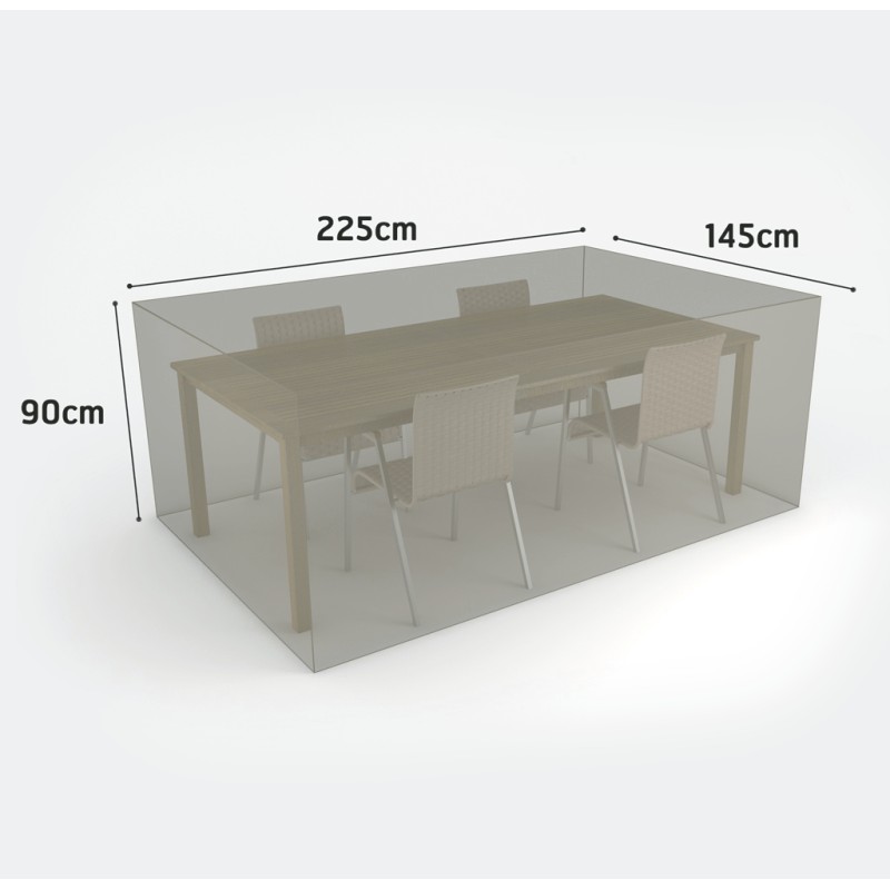 Housse table rectangulaire + 4 housses chaises 225 x 145 x h 90