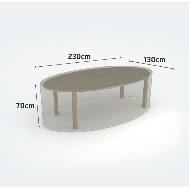 Housse de protection table ovale de jardin L 250 x l 110 x h 70 cm grise