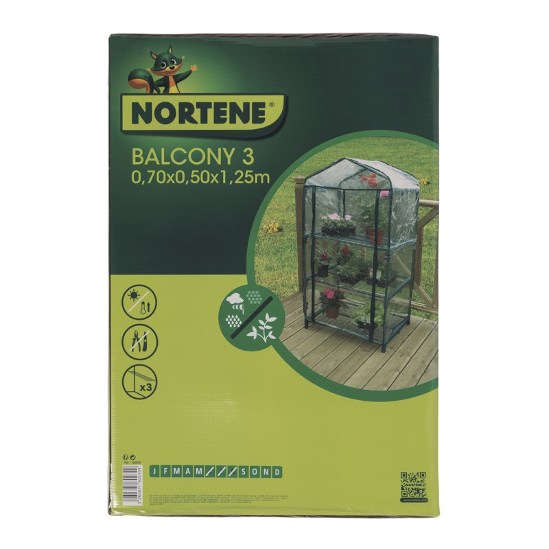 Serre de balcon BALCONY 3 1,25 x 0,5 x  0,7 m Nortene
