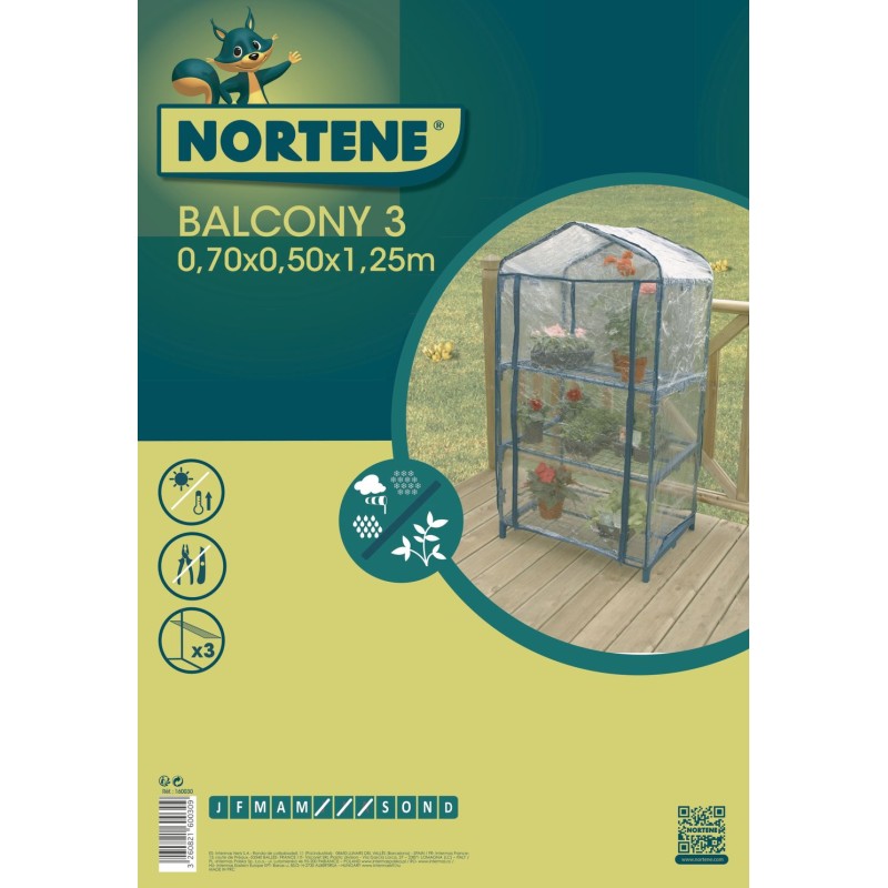 Serre de balcon BALCONY 3 1,25 x 0,5 x  0,7 m Nortene