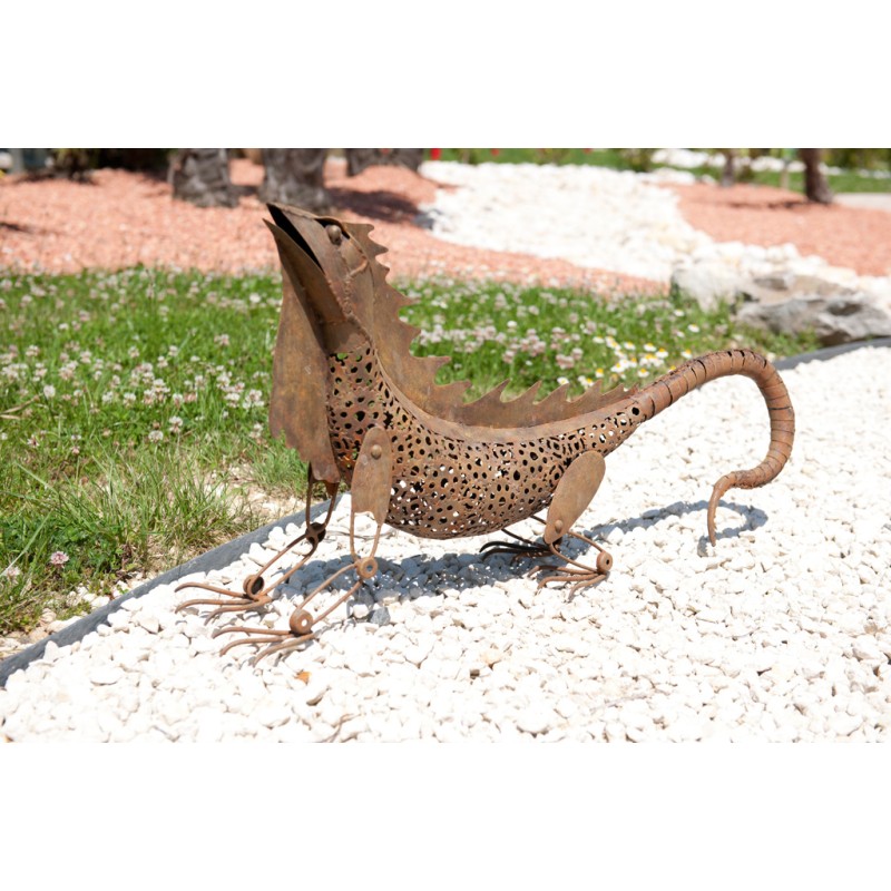 Iguane Décoratif en Métal - Sculpture Extérieure Unique pour Jardin et Terrasse
