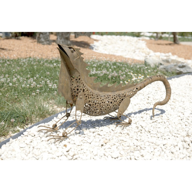 Iguane Décoratif en Métal - Sculpture Extérieure Unique pour Jardin et Terrasse