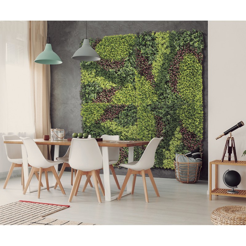 Panneau Vertical Exclusif - Design Naturel avec Feuilles et Fleur Rouge