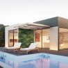 Panneau Vertical Exclusif - Design Naturel avec Feuilles et Fleur Rouge