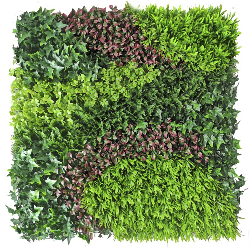 Panneau Vertical Exclusif - Design Naturel avec Feuilles et Fleur Rouge
