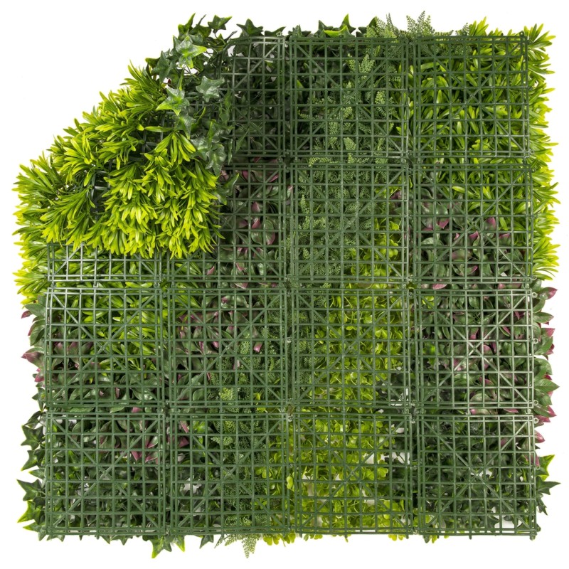Panneau Vertical Exclusif - Design Naturel avec Feuilles et Fleur Rouge