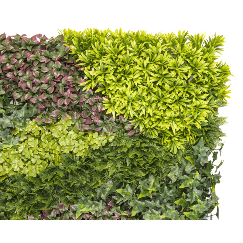 Panneau Vertical Exclusif - Design Naturel avec Feuilles et Fleur Rouge