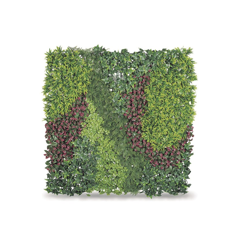 Panneau Vertical Exclusif - Design Naturel avec Feuilles et Fleur Rouge