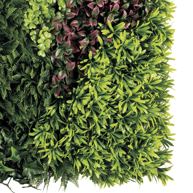 Panneau Vertical Exclusif - Design Naturel avec Feuilles et Fleur Rouge