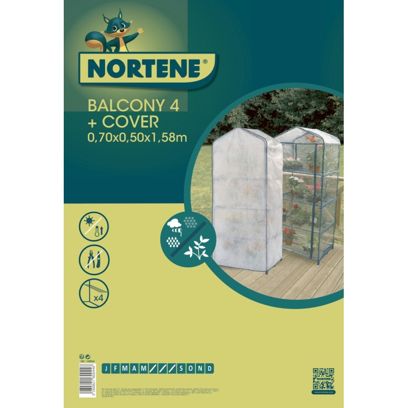 Serre balcon 4 tablettes BALCONY 4 158  x 05 x 07 m Vert Nortene