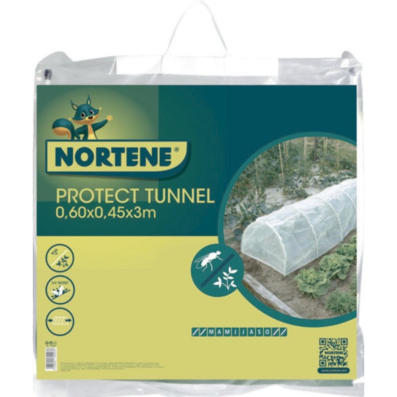 Tunnel accordéon avec filet anti-insectes PROTEC TUNNEL 0,60 x 0,45 x 3 m Nortene