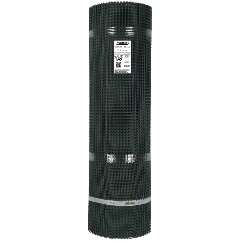 Grillage plastique à maille carrée 10 x 10 mm 1 x 25 m Vert Nortene