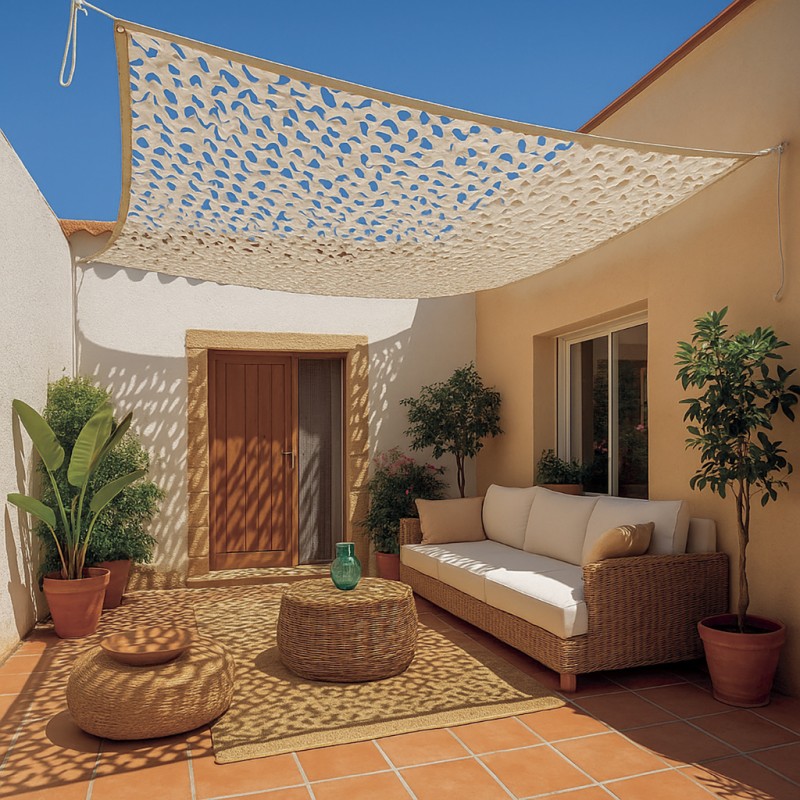 Filet d’ombrage bicolore réversible effet chill-out 3 x 4 m blanc-gris Nortene SAHARA - Boutique en ligne Nortene
